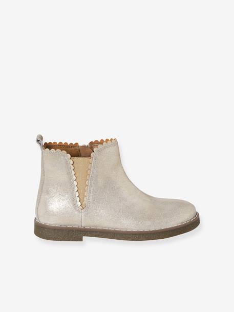 Boots enfant fille cuir élastiquées et zippées bordeaux+camel+marine+or+vert - vertbaudet enfant 