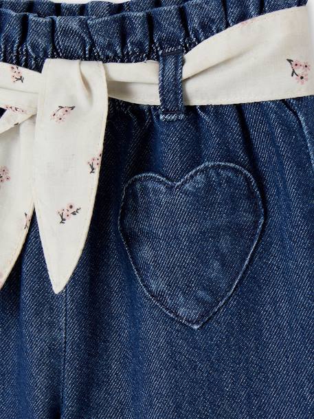 Wide Leg Jeans with Tie Belt, for Babies brut denim+stone - vertbaudet enfant 