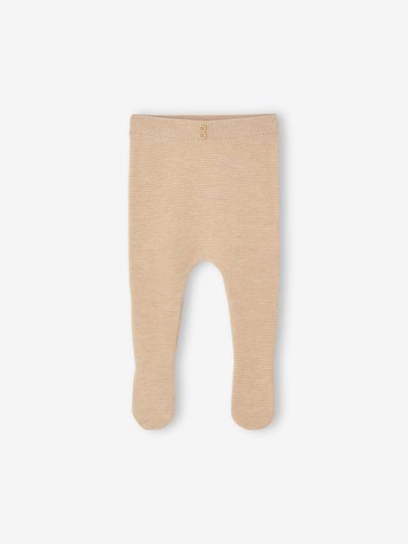 Footed Trousers in Cotton/Wool Knit marl beige+white - vertbaudet enfant 