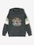 Hoodie with Graphic Motif & Colourblock Sleeves for Boys lichen+marl white - vertbaudet enfant 