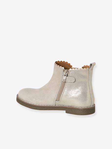 Boots enfant fille cuir élastiquées et zippées bordeaux+camel+marine+or+vert - vertbaudet enfant 