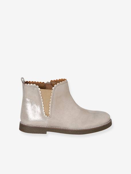 Boots enfant fille cuir élastiquées et zippées marine+or - vertbaudet enfant 