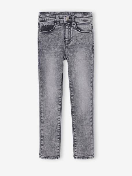 Jean fille slim morphologik tour de hanches fin bleu foncé+bleu moyen+denim bleached+denim gris+gris - vertbaudet enfant 