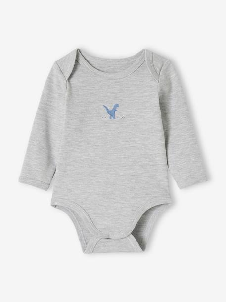 Pack of 3 Long Sleeve Bodysuits in Organic Cotton, with Cutaway Shoulders, for Babies blue - vertbaudet enfant 