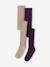 Pack of 2 Pairs of Fancy Cable Knit Tights for Girls aubergine+blush - vertbaudet enfant 