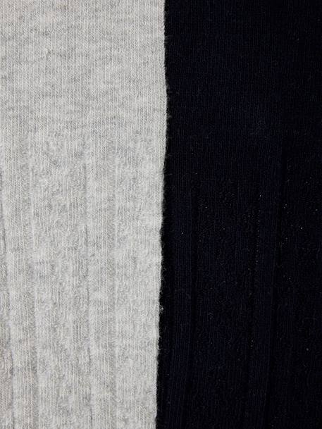 Pack of 2 Pairs of Fancy Knit Tights for Girls navy blue - vertbaudet enfant 