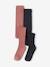 Pack of 2 Pairs of Fancy Cable Knit Tights for Girls aubergine+blush - vertbaudet enfant 