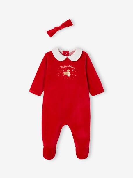Pyjama bébé fille + bandeau coffret cadeau Noël rouge - vertbaudet enfant 