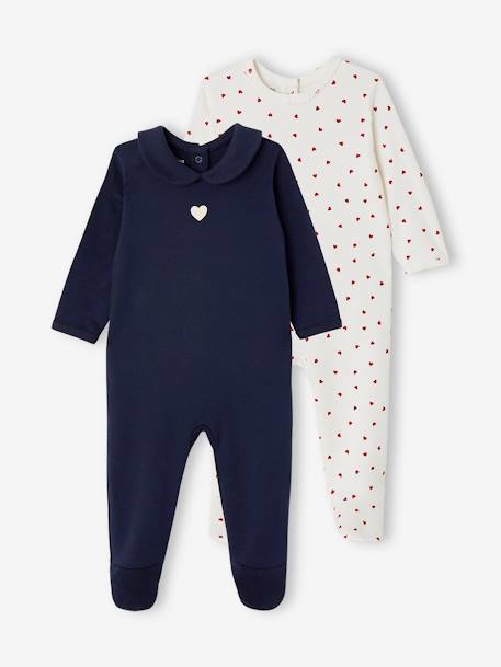 Pack of 2 'Hearts' Sleepsuits for Newborns navy blue - vertbaudet enfant 