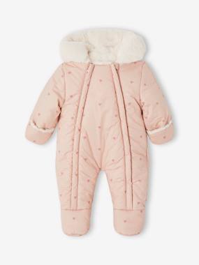Bébé-Manteau, combipilote, nid d'ange-Combipilote-Combipilote bébé imprimée coeurs doublée fausse fourrure