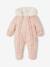 Pramsuit with Heart Prints, Lining in Faux Plush Fur, for Babies old rose - vertbaudet enfant 