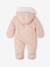 Pramsuit with Heart Prints, Lining in Faux Plush Fur, for Babies old rose - vertbaudet enfant 