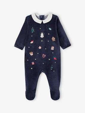 -Pyjama Noël bébé garçon en velours brodé
