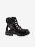 Faux Fur Ankle Boots with Laces for Girls black - vertbaudet enfant 