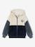 Sweat garçon zippé à capuche en sherpa coloblock bleu ardoise - vertbaudet enfant 