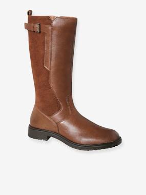-Boots cavalière enfant fille cuir zippées