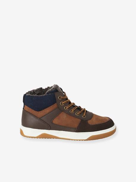 High Top Lace-Up Trainers with Zip, for Boys brown - vertbaudet enfant 