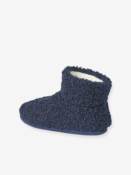 High Top, Fur-Lined Slippers for Children navy blue - vertbaudet enfant 