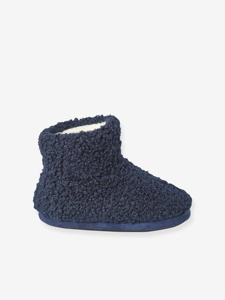 High Top, Fur-Lined Slippers for Children navy blue - vertbaudet enfant 