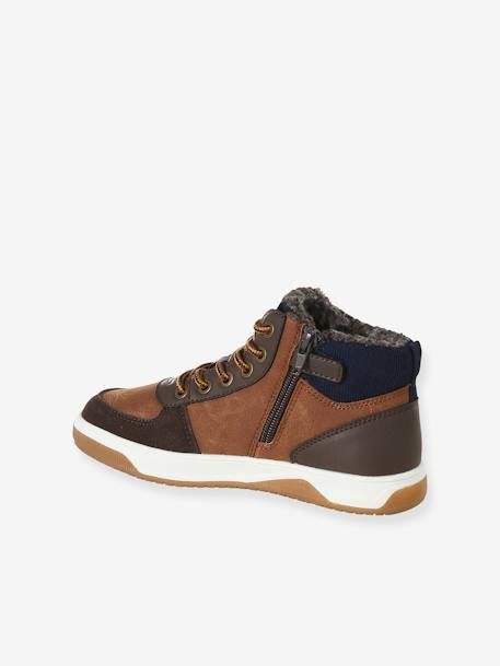 High Top Lace-Up Trainers with Zip, for Boys brown - vertbaudet enfant 