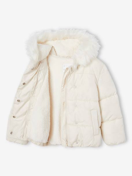 Jacket with Magic Motifs, Sherpa Lining, for Girls vanilla - vertbaudet enfant 