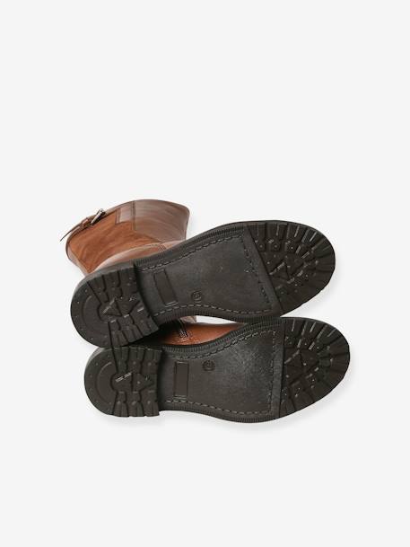 Boots cavalière enfant fille cuir zippées marron - vertbaudet enfant 