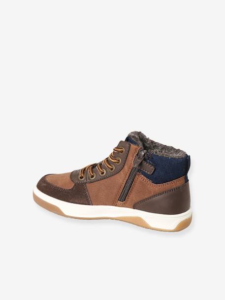 Basket montantes fourrées garçon lacets et zips marron - vertbaudet enfant 