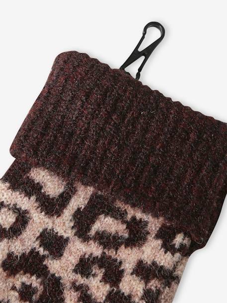 Ensemble fille léopard bonnet snood gants marron imprimé - vertbaudet enfant 