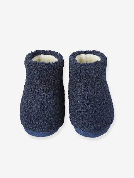 High Top, Fur-Lined Slippers for Children navy blue - vertbaudet enfant 