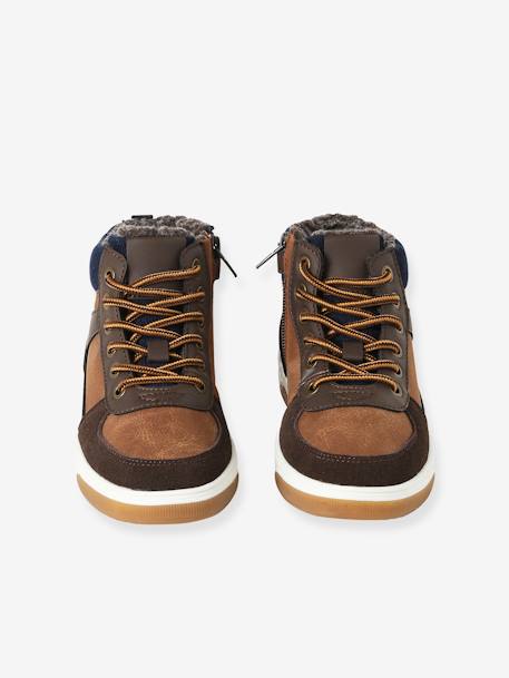 High Top Lace-Up Trainers with Zip, for Boys brown - vertbaudet enfant 