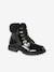 Faux Fur Ankle Boots with Laces for Girls black - vertbaudet enfant 