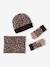 Ensemble fille léopard bonnet snood gants marron imprimé - vertbaudet enfant 