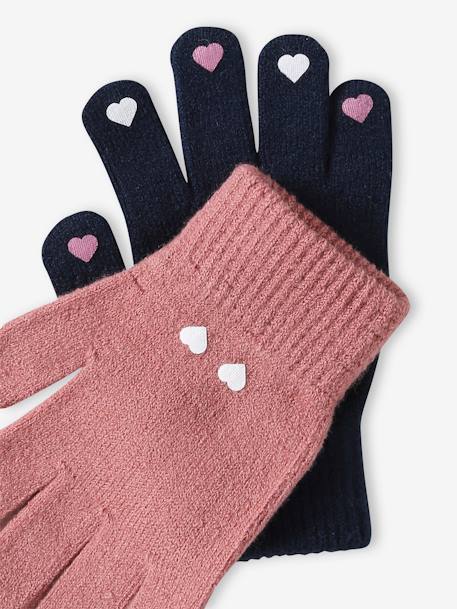 Pack of 2 Pairs of Magic Gloves, for Girls marl beige+navy blue - vertbaudet enfant 