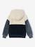 Sweat garçon zippé à capuche en sherpa coloblock bleu ardoise - vertbaudet enfant 