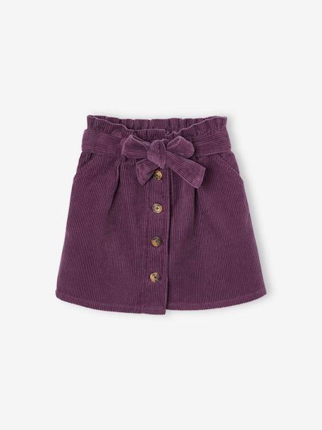 Jupe fille velours style paperbag beige doré+bleu grisé+olive+prune - vertbaudet enfant 