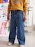 Wide-Leg Paperbag Jeans with Flower Motifs for Girls deep blue+denim grey - vertbaudet enfant 