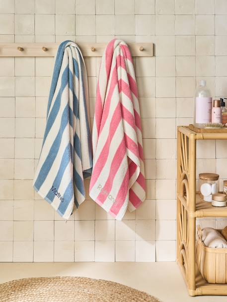 Striped Bath Towel with Recycled Cotton, Transat striped blue+striped pink+striped yellow - vertbaudet enfant 