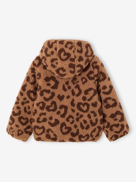 Hooded Jacket in Sherpa with Leopard Print for Girls printed brown - vertbaudet enfant 