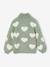 Pull fille col roulé maille mousseuse maxi motifs rose+vert de gris - vertbaudet enfant 