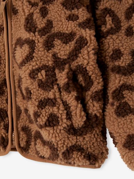 Veste fille à capuche sherpa imprimée léopard marron imprimé - vertbaudet enfant 