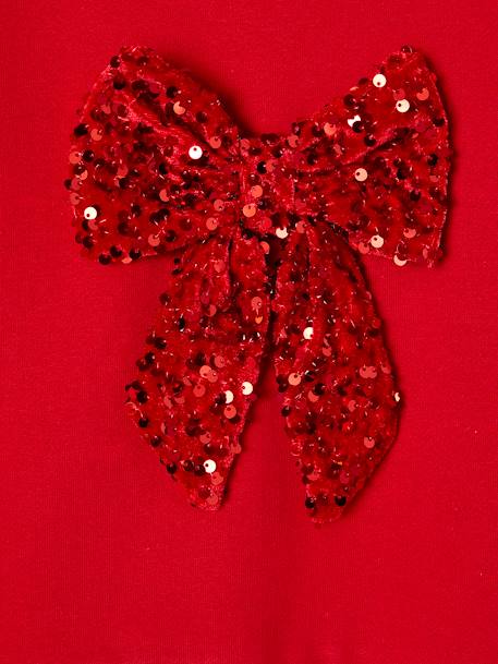 Sweat fille Noël noeud en sequins anthracite+rouge - vertbaudet enfant 