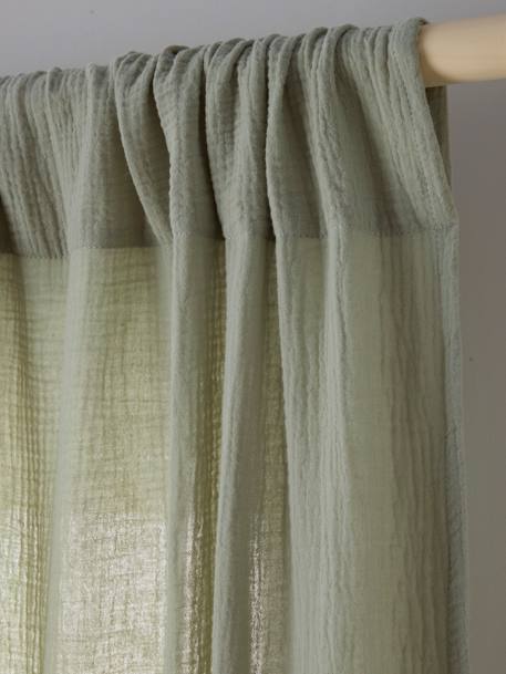 Rideau tube tamisant en gaze de coton blanc+cinnamon+ecru+grey blue+rose+rosy+sage green - vertbaudet enfant 