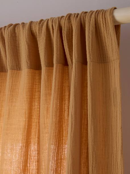 Rideau tube tamisant en gaze de coton blanc+cinnamon+ecru+grey blue+rose+rosy+sage green - vertbaudet enfant 