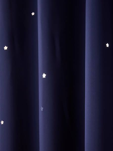 Rideau à oeillets occultant et motifs perforés MARINE+moutarde+rose poudré+vert moyen / étoiles+vert sauge - vertbaudet enfant 
