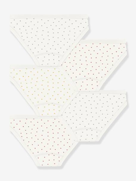 Set of 5 PETIT BATEAU little hearts briefs printed white - vertbaudet enfant 