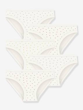 Girls-Underwear-Knickers- Set of 5 PETIT BATEAU little hearts briefs