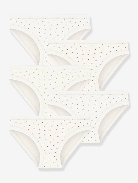 Set of 5 PETIT BATEAU little hearts briefs printed white - vertbaudet enfant 