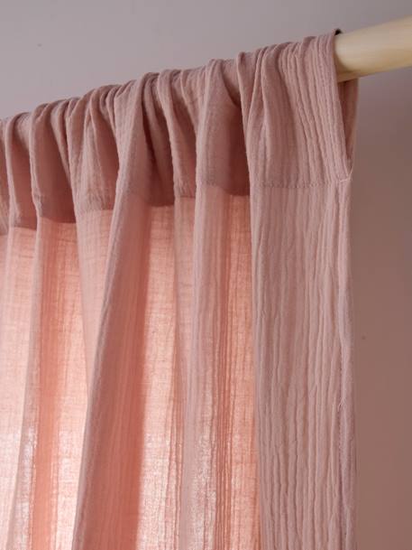 Rideau tube tamisant en gaze de coton blanc+cinnamon+ecru+grey blue+rose+rosy+sage green - vertbaudet enfant 