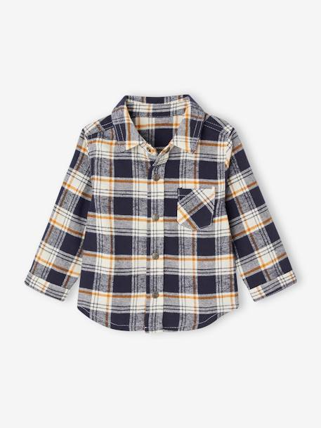 Chequered Flannel Shirt for Babies navy blue - vertbaudet enfant 