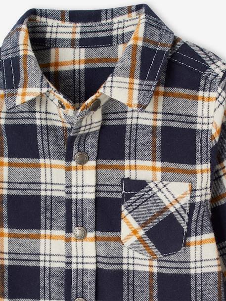 Chequered Flannel Shirt for Babies navy blue - vertbaudet enfant 